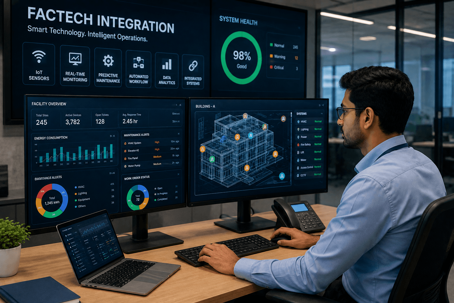 Data reporting dashboard on a screen